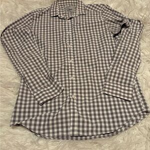 ASOS Men's Gray Gingham Check Button-Down Shirt Size Medium